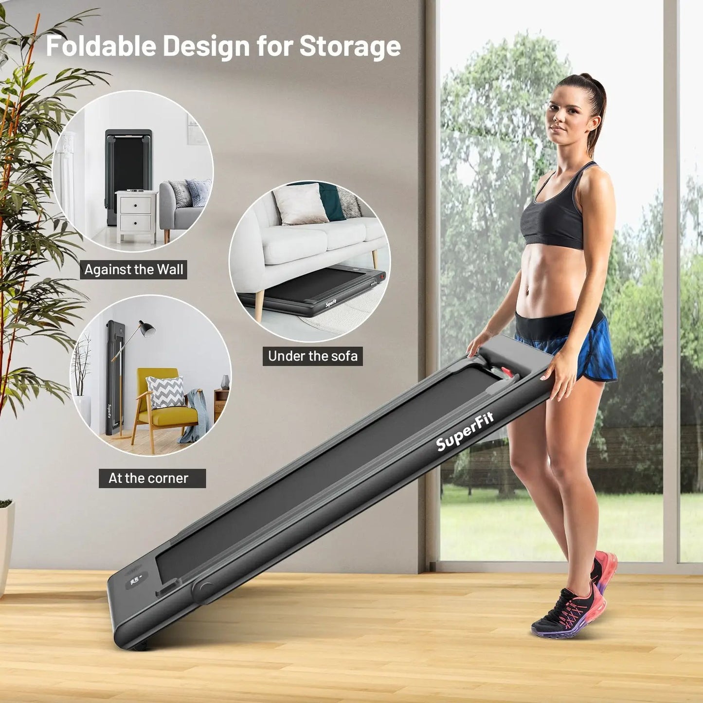 2-in-1 Electric Folding Treadmill For Home Fitness