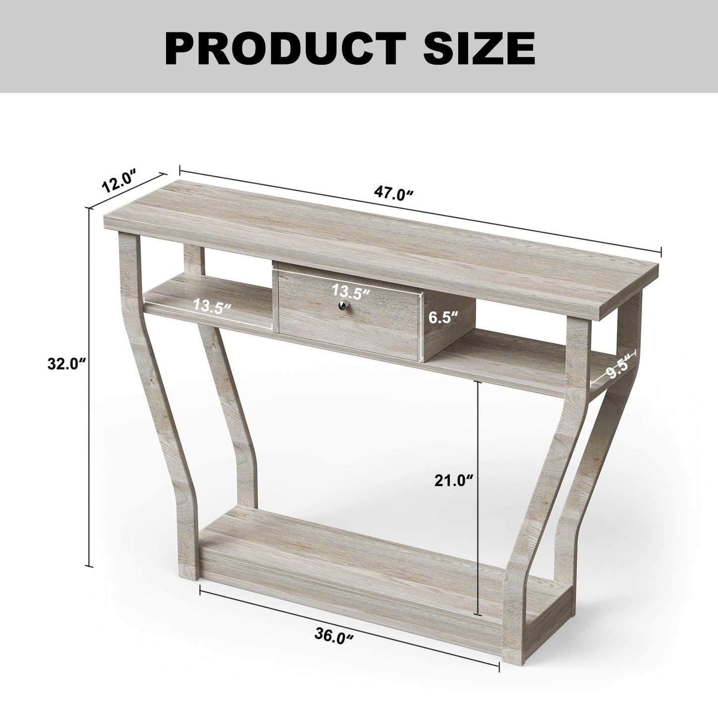 Mesa auxiliar de sofá moderna con cajón - Gris
