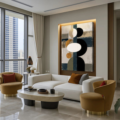Abstract Contemporary Geometry Wall Art canvas by Tailored Canvases with gray geometric shapes for modern decor on Tampa Home & Garden Store