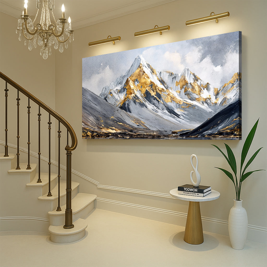 Mountain Minimalist Wall Art III canvas by Tailored Canvases in gray/white with gold accents on Tampa Home & Garden Store