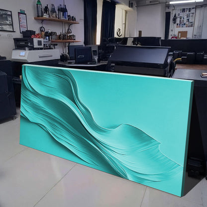 Turquoise Minimalist Wall Art Crafting Canvas by Tailored Canvases, flowing wave textures on Tampa Home & Garden Store