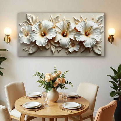 Floral Abstract Wall Art VII canvas by Tailored Canvases featuring white hibiscus blooms on Tampa Home & Garden Store