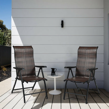 Silla Plegable de Ratán para Patio con Reposabrazos
