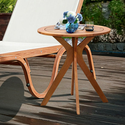 Mesa auxiliar redonda de madera maciza para exterior de 27 pulgadas