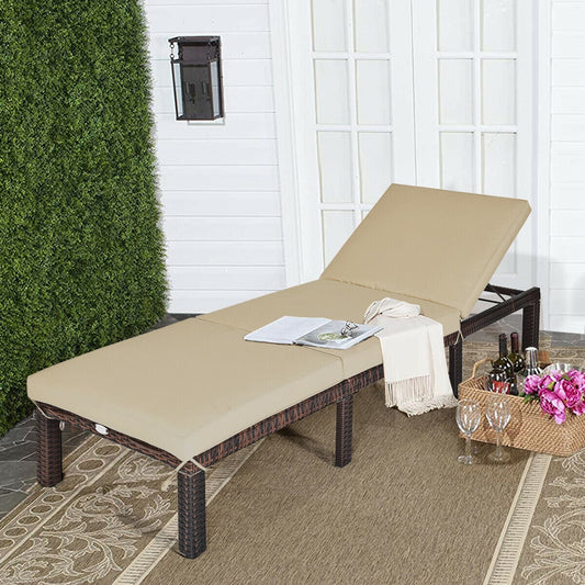 Outdoor Rattan Adjustable Cushioned Chaise - Tampa Home & Garden Store
