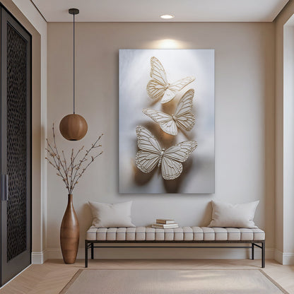 Delicate Flight Wall Art canvas by Tailored Canvases, cream butterfly design on soft gradient background on Tampa Home & Garden Store