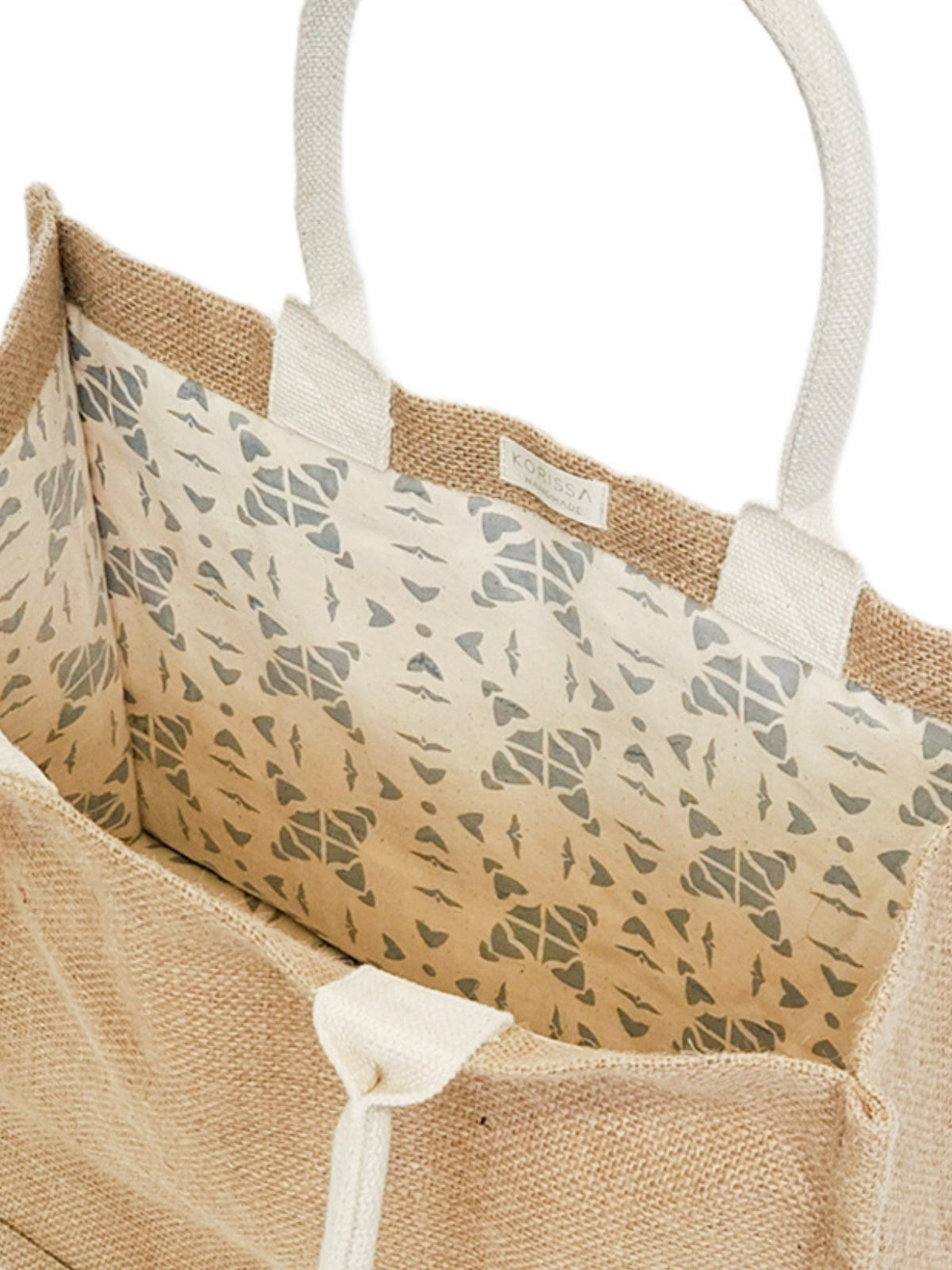 Jute Canvas Shopping Bag With Pompom