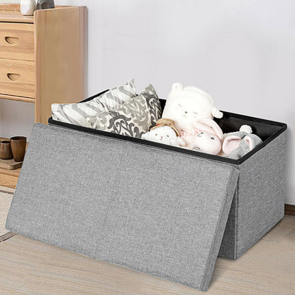 30 Inch Folding Storage Ottoman with Lift Top-Light Gray