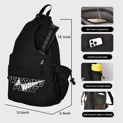 Pickleball Sling Bag Black by Warping Point with water bottle pocket on Tampa Home & Garden Store