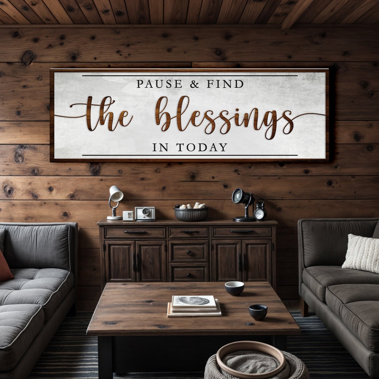 Pause & Find the Blessings In Today faith sign canvas with wood frame by Tailored Canvases on Tampa Home & Garden Store