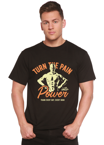 Turn The Pain men's bamboo viscose/organic cotton short sleeve T-shirt black with orange print on Tampa Home & Garden Store