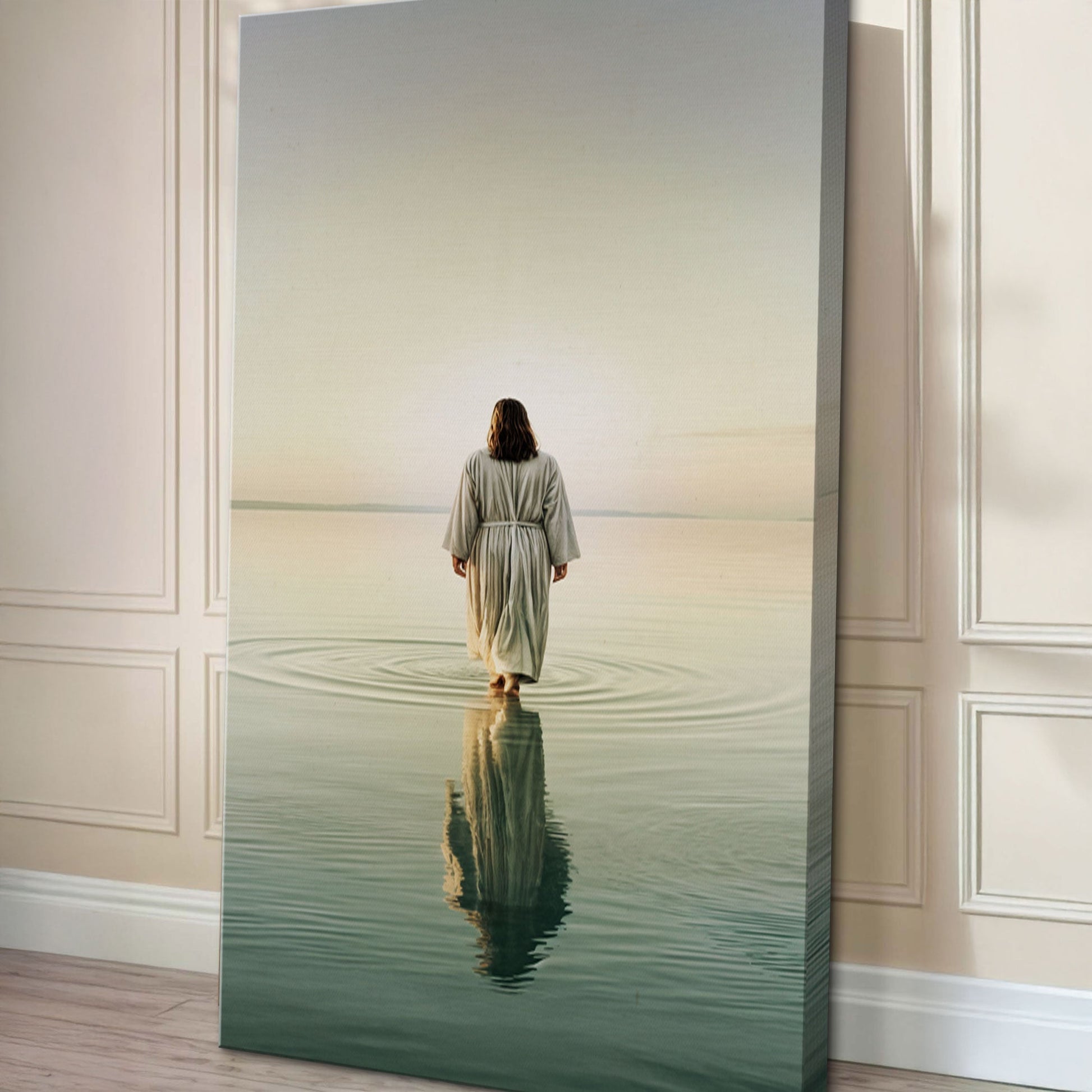 Reflections Faith Wall Art V canvas by Tailored Canvases; seaside scene with lone figure on Tampa Home & Garden Store