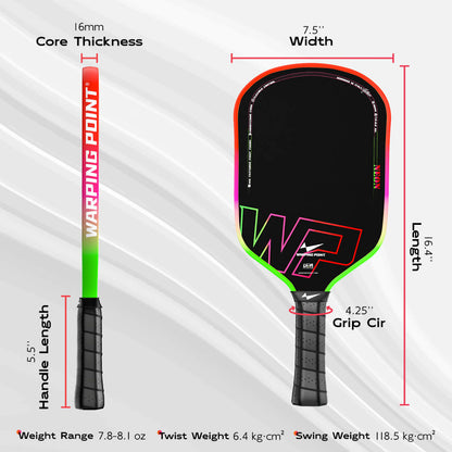 Neon Pickleball Paddle Gen 3 by Warping Point, neon gradient paddle with 16mm core on Tampa Home & Garden Store