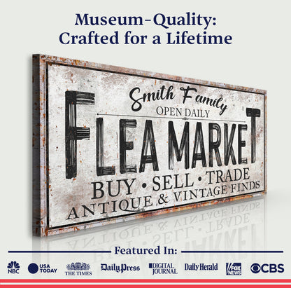 Family Flea Market Sign canvas by Tailored Canvases; distressed vintage style on Tampa Home & Garden Store