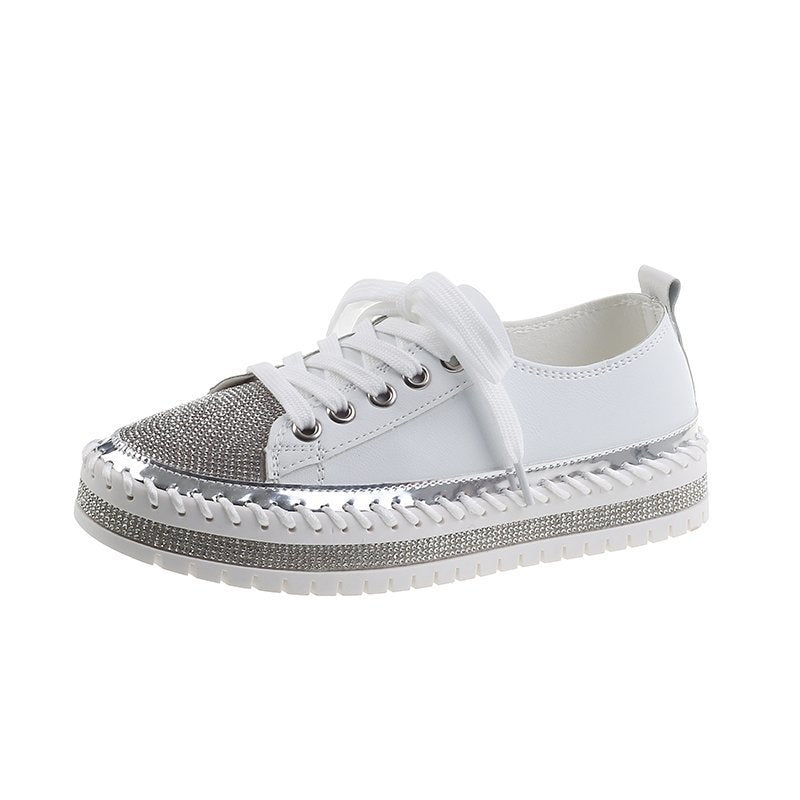 Stevvex womens sneakers with white canvas upper and rhinestone toe on Tampa Home & Garden Store