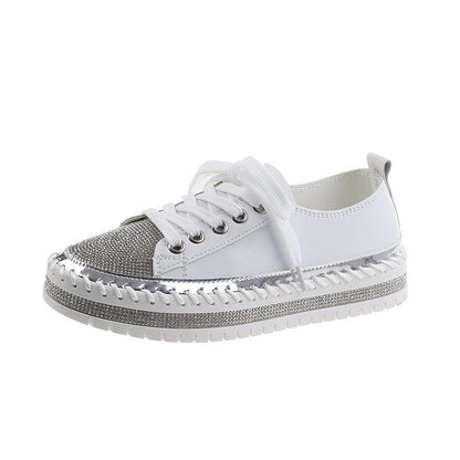 Stevvex womens sneakers with white canvas upper and rhinestone toe on Tampa Home & Garden Store