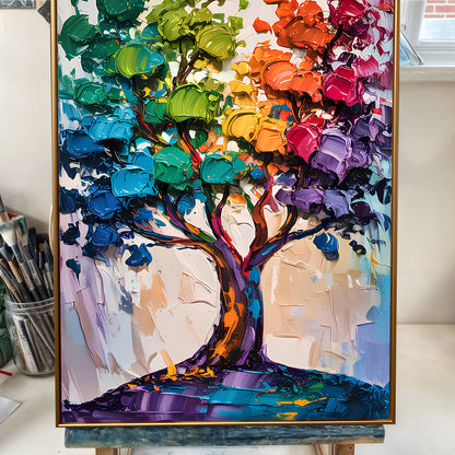 Rainbow Tree Abstract Wall Art Canvas by Tailored Canvases in a vibrant rainbow palette on Tampa Home & Garden Store