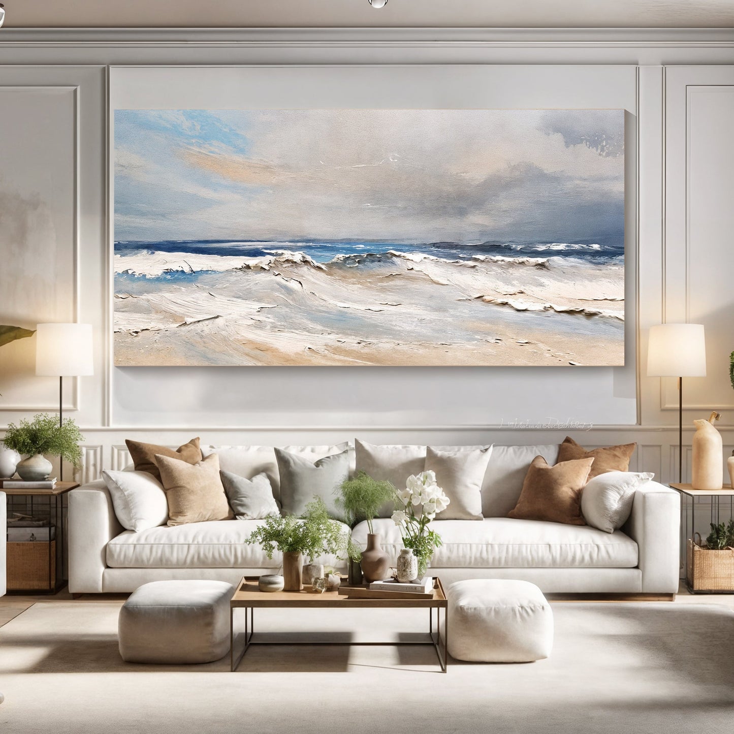 Serene Ocean Wave Coastal Wall Art IX canvas seascape by Tailored Canvases in blue sands on Tampa Home & Garden Store