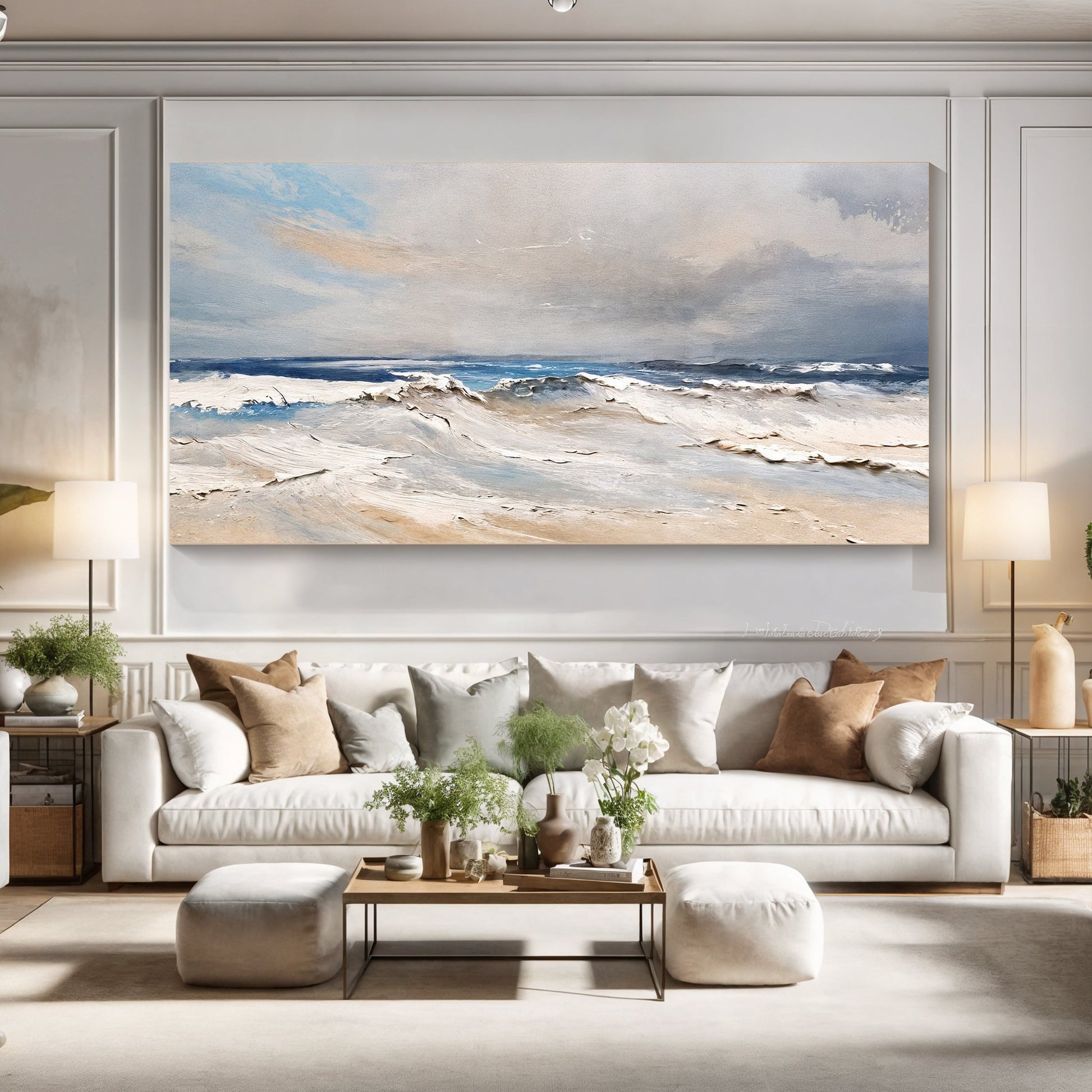Serene Ocean Wave Coastal Wall Art IX canvas seascape by Tailored Canvases in blue sands on Tampa Home & Garden Store