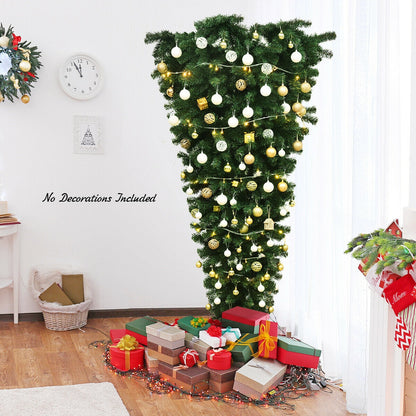7 Feet Unlit Upside Down Artificial Christmas Tree DirectDeals, gold and white ornaments on Tampa Home & Garden Store