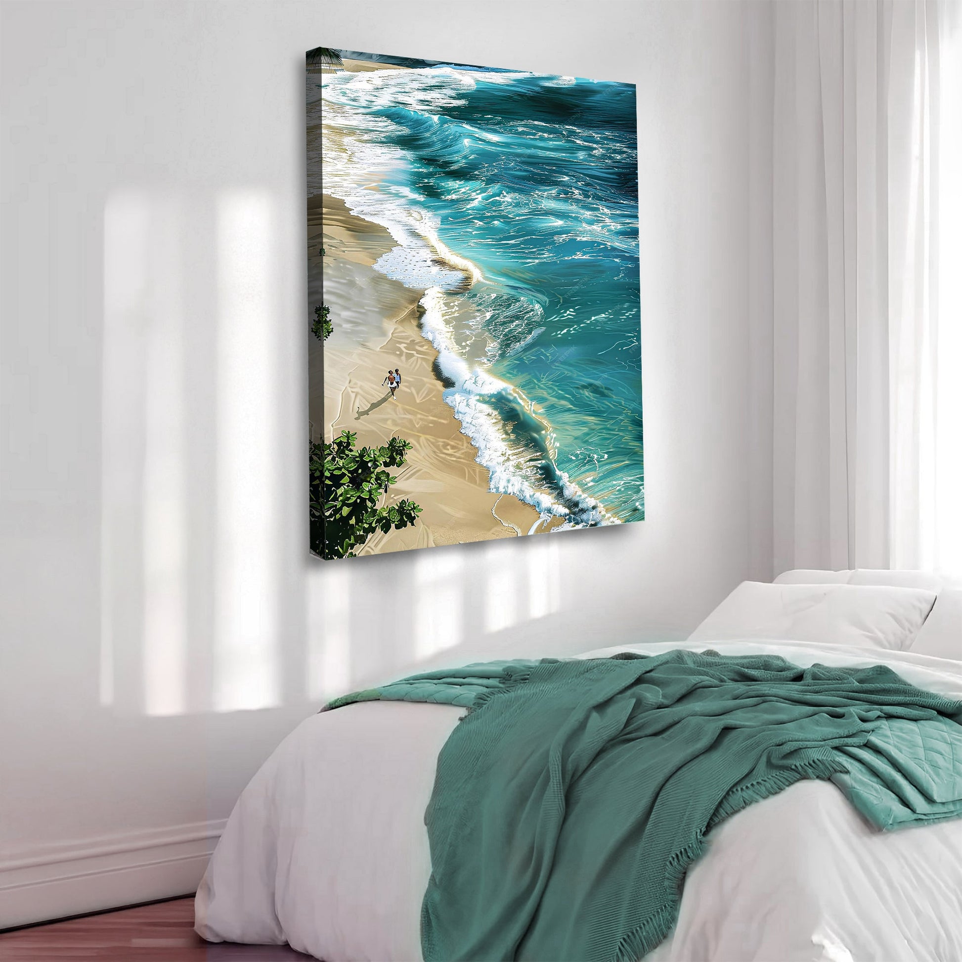 Beachfront Painting Coastal Wall Art II canvas by Tailored Canvases with teal waves and sandy shore on Tampa Home & Garden Store