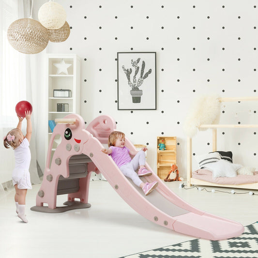 3-in-1 Kids Climber Slide Play Set with Basketball Hoop and Ball - Tampa Home & Garden Store