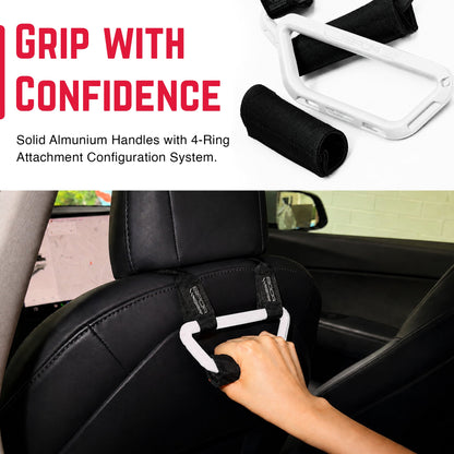 Back Grip PRO Headrest Handles for TESLA S/3/Y GPCA white aluminum frame pair on Tampa Home & Garden Store