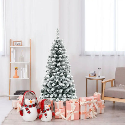 4.5 Feet Unlit Hinged Snow Flocked Pencil Tree