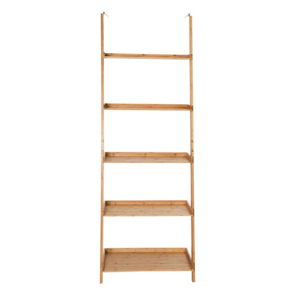 5-Tier Ladder Shelf Bamboo Bookshelf Wall-Leaning Storage Display Plant Stand-Natural