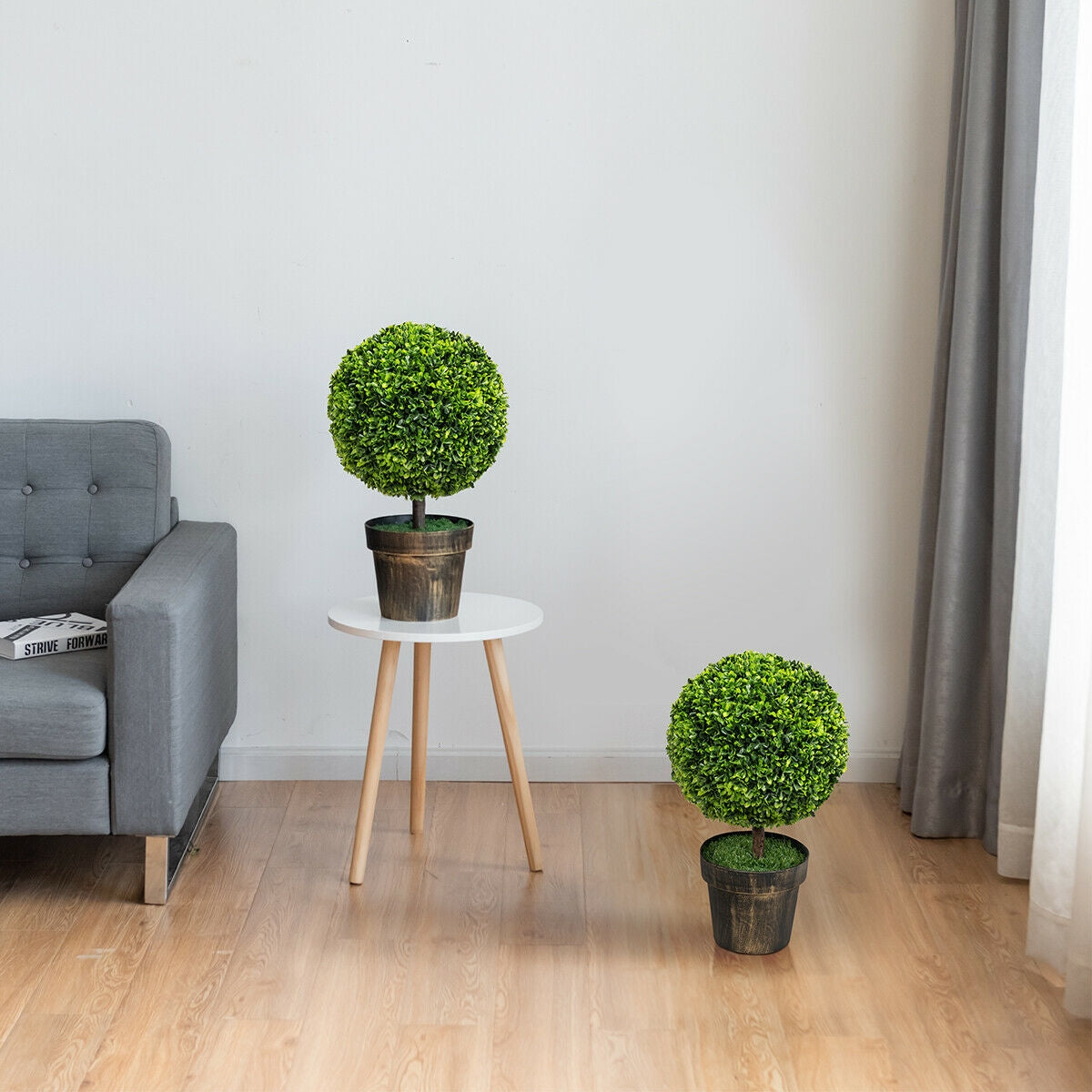 2 piezas de árbol topiario artificial de boj de 24 pulgadas para casa y oficina