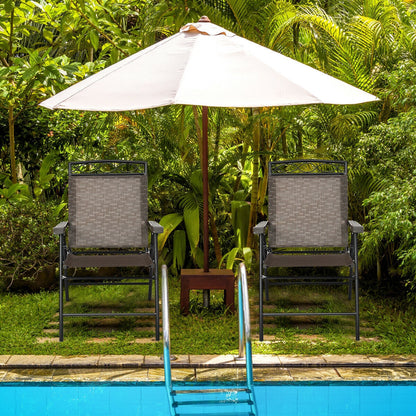 Juego de 2 sillas plegables de patio, sillas portátiles de comedor con reposabrazos tipo cabestrillo