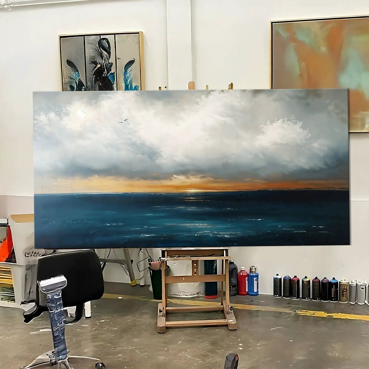 Waterscape Abstract Wall Art III canvas by Tailored Canvases featuring an ocean sunset gradient on Tampa Home & Garden Store