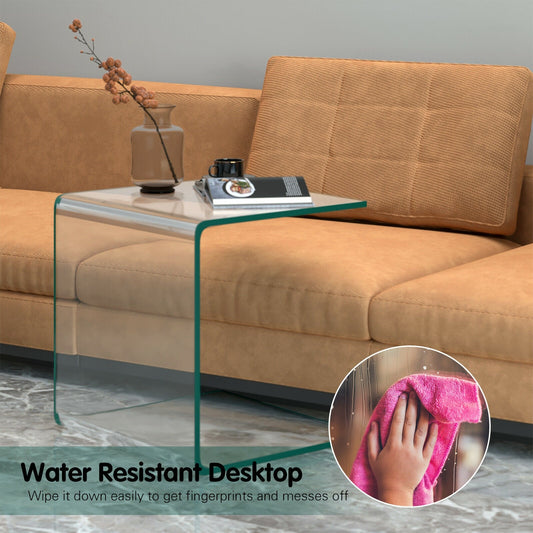 18 x 18 x 16 Inch Tempered Waterfall End Table with non-Slip Pad - Tampa Home & Garden Store