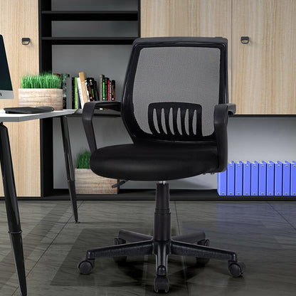 Sillón ejecutivo de malla de respaldo medio con soporte lumbar y altura ajustable