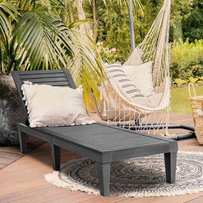 Sillón reclinable de exterior con respaldo ajustable en 5 posiciones - Negro