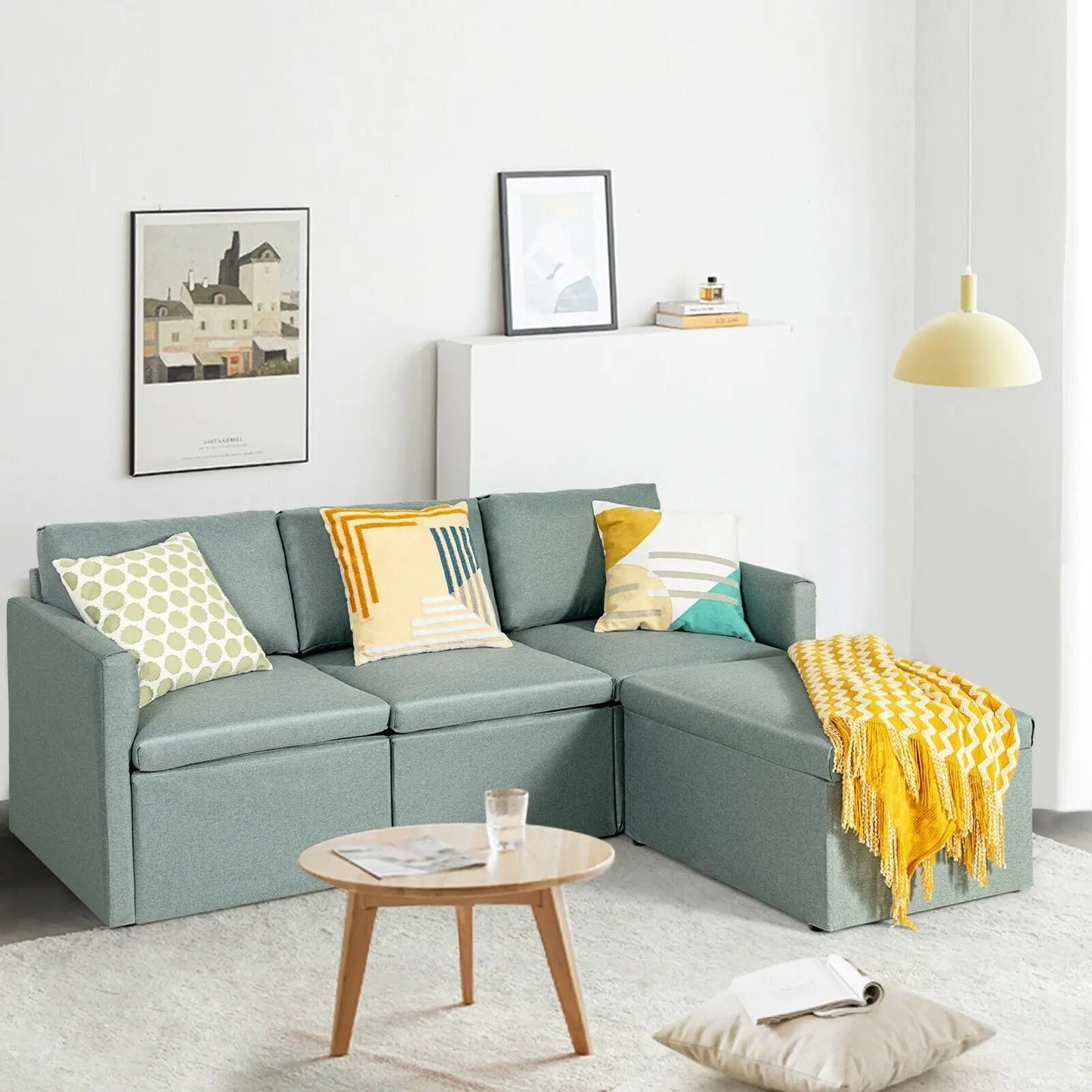 Convertible L-Shaped Sofa with Reversible Chaise