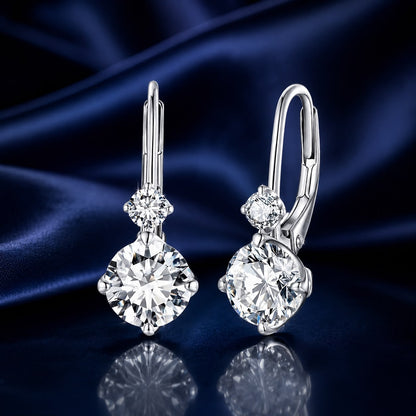 925 Sterling Silver moissanite earrings with pavé setting, 6.5mm drop, for women on Tampa Home & Garden Store