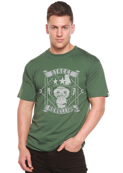 Street Men's Spun Bamboo graphic tee in green with monkey print on Tampa Home & Garden Store