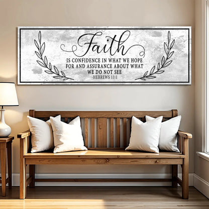 Canvas wall art Faith Is Confidence Sign II by Tailored Canvases, distressed background laurel on Tampa Home & Garden Store