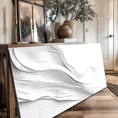 White Minimalist Wall Art canvas by Tailored Canvases, abstract flowing lines on Tampa Home & Garden Store