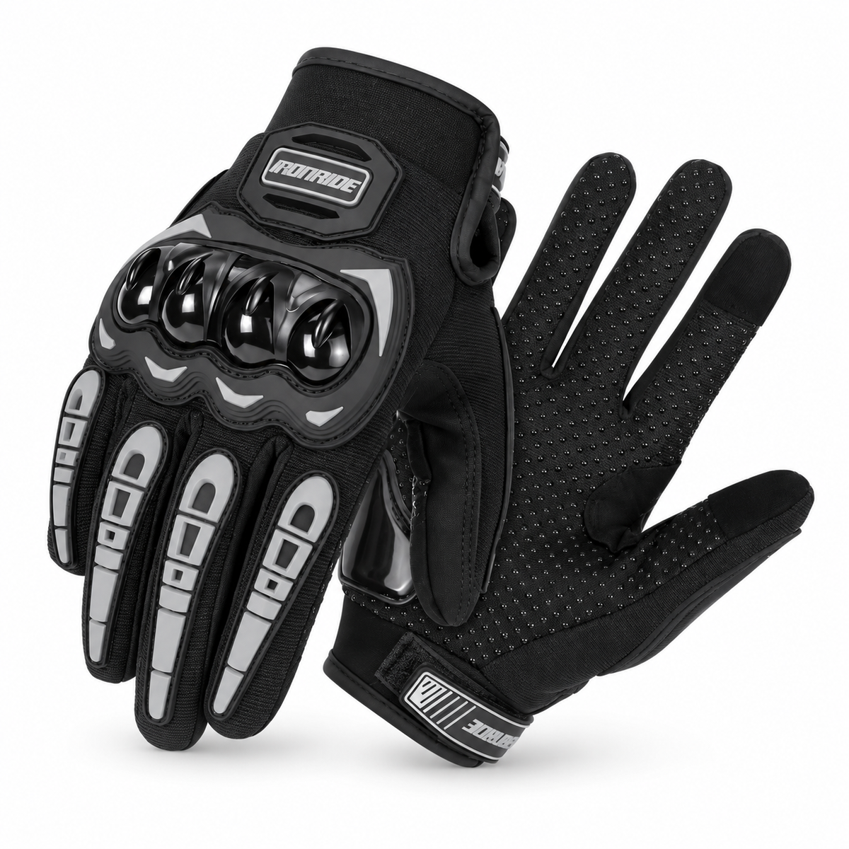 Summer Breathable Touch Screen Gloves by BikerZoneZ, black motorcycle gloves with knuckle guards on Tampa Home & Garden Store