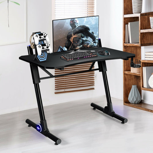 43.5 Inch Height Adjustable Gaming Desk with Blue LED Lights - Tampa Home & Garden Store