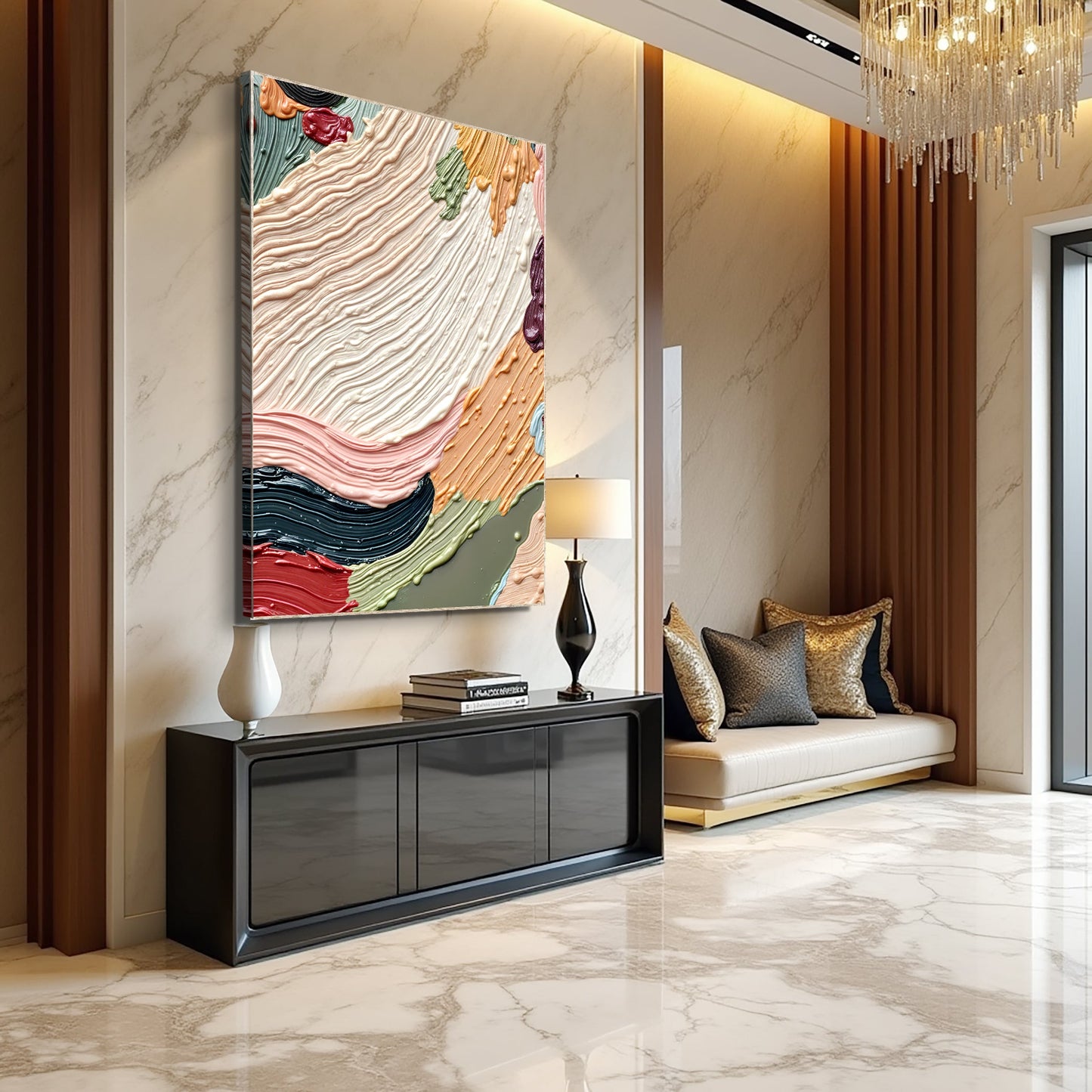 Colorful Abstract Wall Art canvas by Tailored Canvases; textured multicolor swirls on Tampa Home & Garden Store