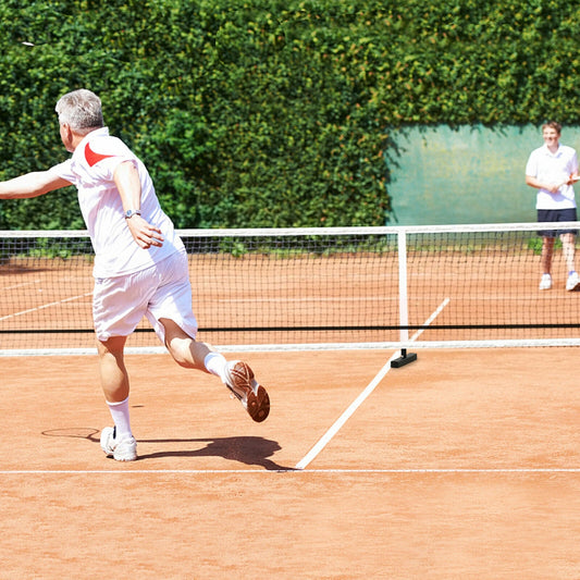Portable 22ft pickleball net system for outdoor play on clay court on Tampa Home & Garden Store