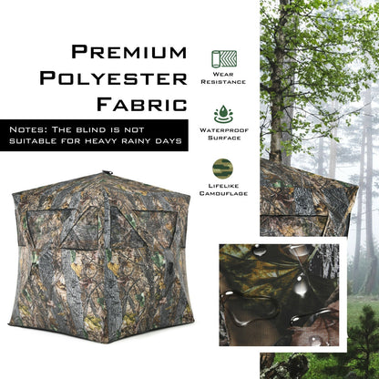 GemGear 3 Person Portable Pop-Up Ground Hunting Blind with Tie-Downs in camo fabric on Tampa Home & Garden Store