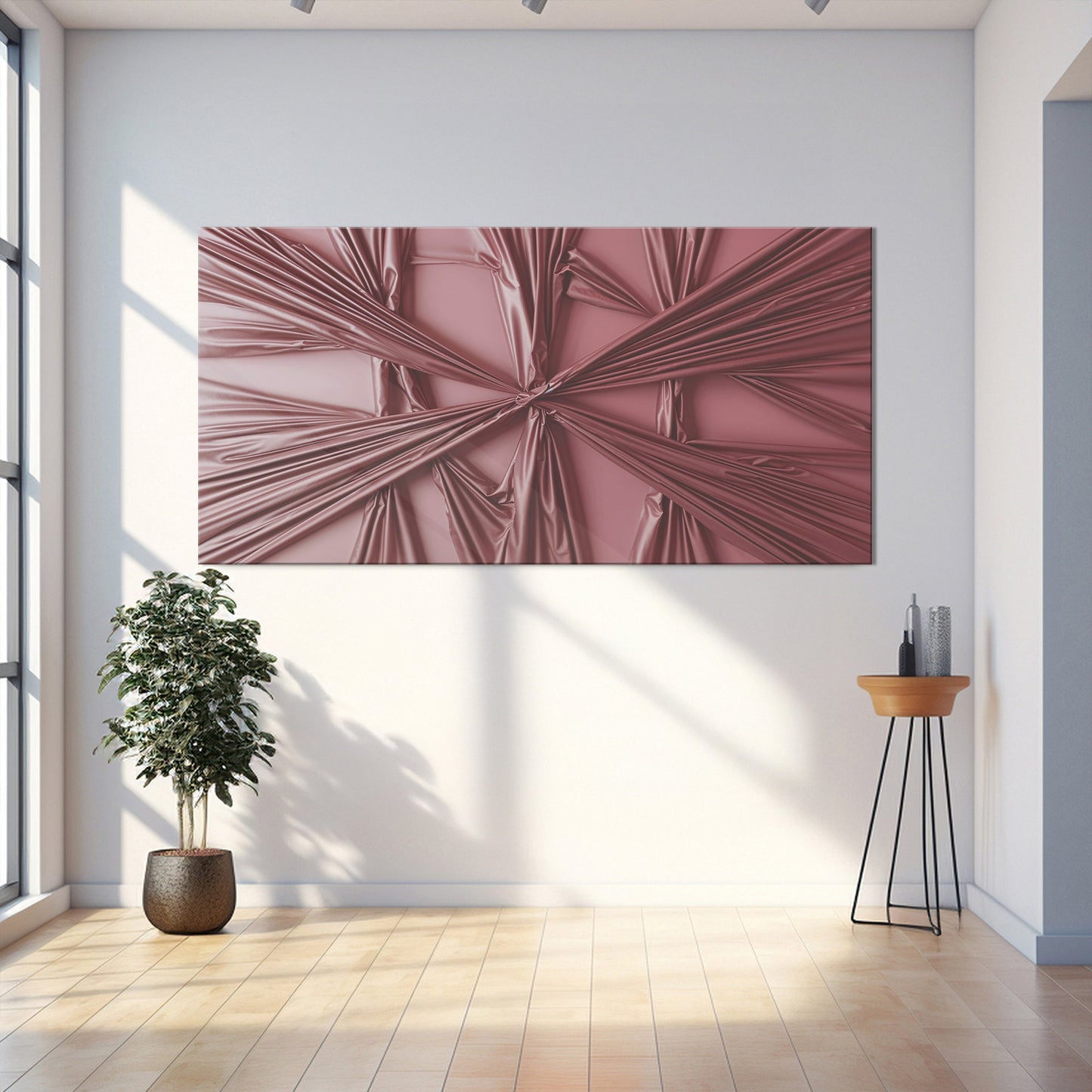 Modern Abstract Minimalist Wall Art VII canvas burgundy fabric-like folds Tailored Canvases on Tampa Home & Garden Store