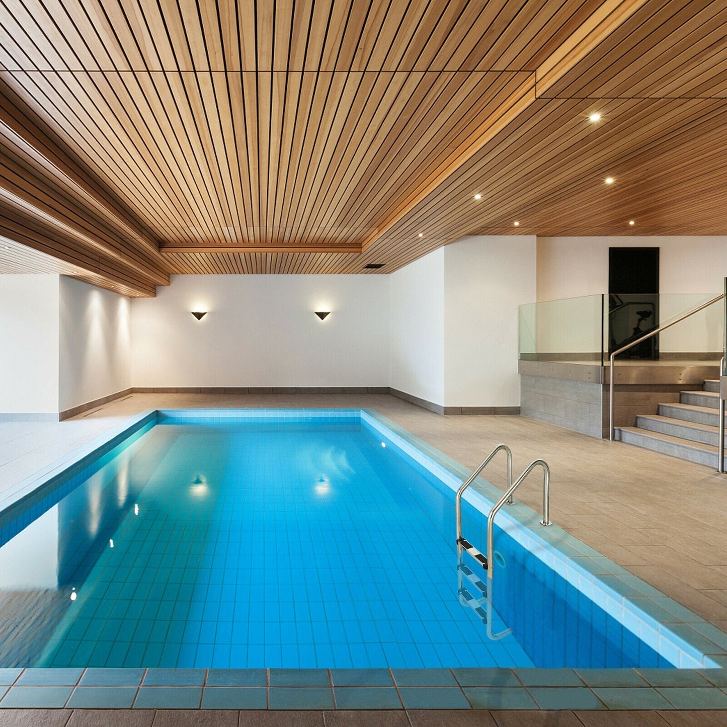 Escalera de Acero Inoxidable de 3 Peldaños para Piscina con Peldaños Antideslizantes