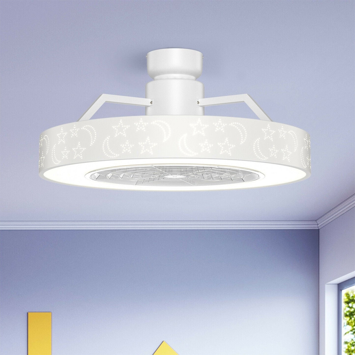 Ventilador de techo de 23 pulgadas con luz LED y control remoto - Blanco