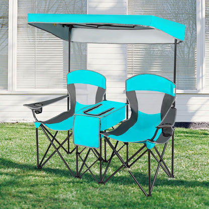 GemGear teal portable folding camping canopy chairs with cup holders, set of 2 on Tampa Home & Garden Store