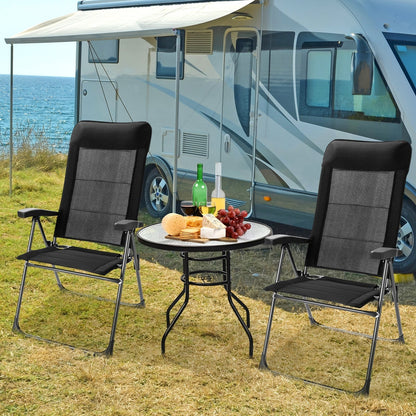 GemGear 2-Pack Portable Patio Folding Chairs with headrests in black for camping on Tampa Home & Garden Store